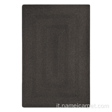Colore nero tappeti intrecciati in lana naturale e tappeto
